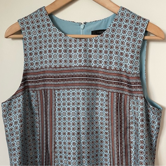 J. Crew Silk Sleeveless Shift Dress Light Blue Printed Office Career Size 14 - Picture 2 of 8